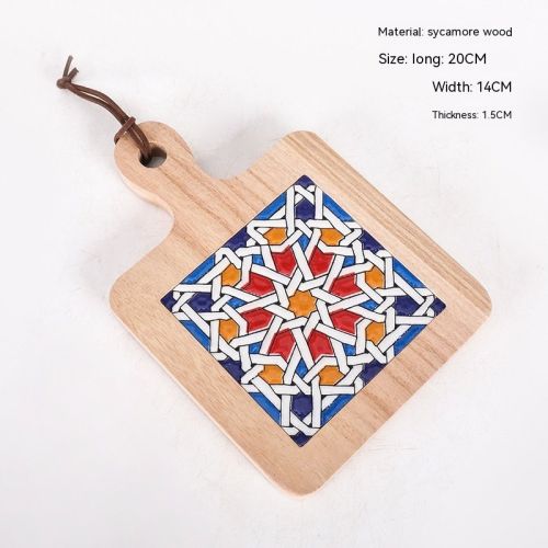 Vintage Solid Wood Tile Handle Potholder